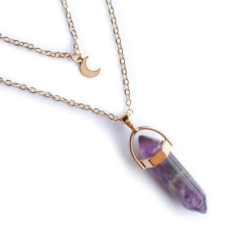 Moon Hexagonal Crystal Pendant