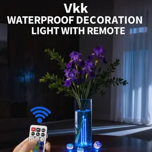 VKK Waterproof RGB Lights with Remote – 6/12 Pack, 13 Color Modes, IP68 DIY Stick-On Ambient Lamps for Car, Pool, Party, Halloween & Christmas Decor, Comes with Fun Shaped Stickers, Remote Bat Lights
