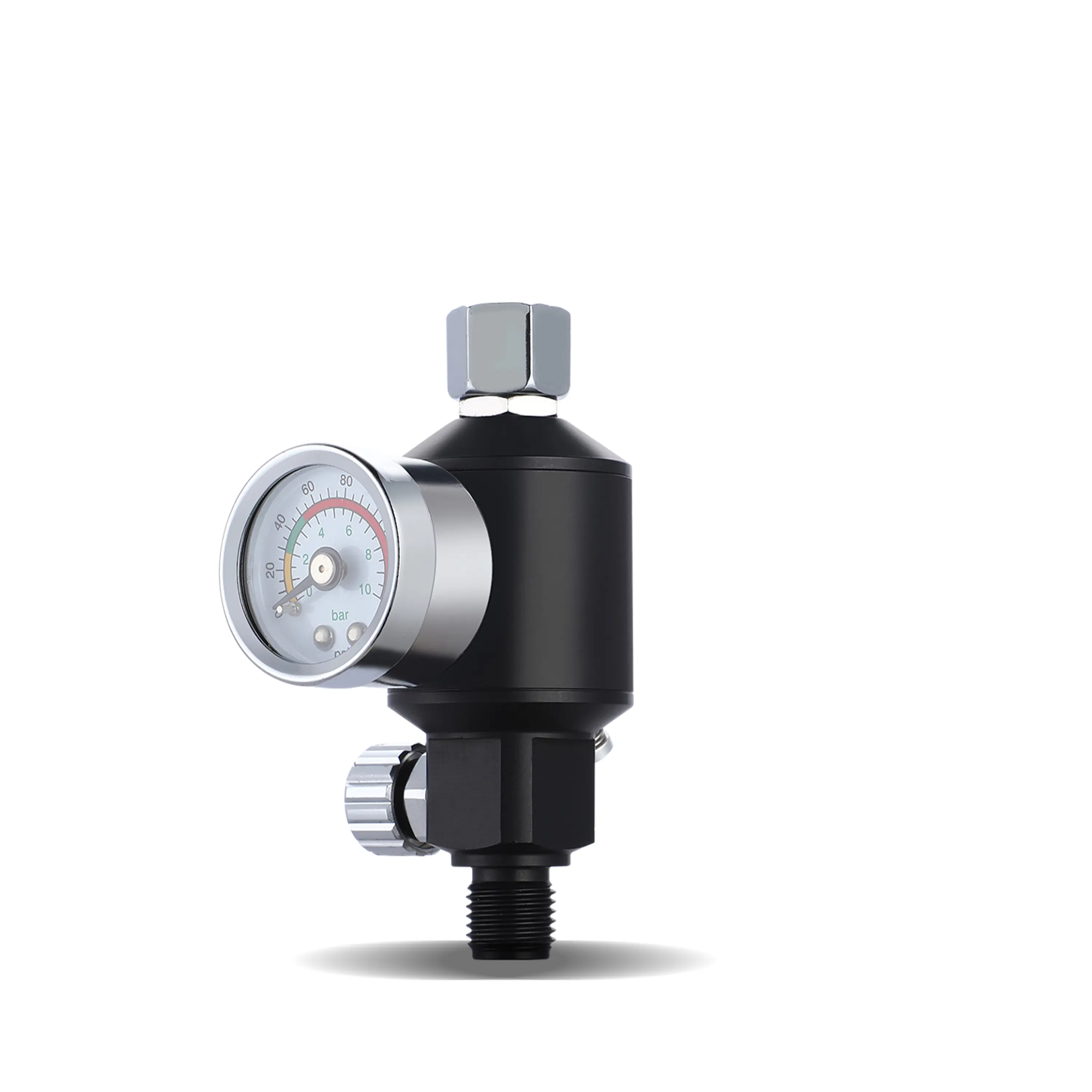 PORPHIS Black Filter Regulator with Pressure Gauge for Spray Guns, Tools & Hardware Applications