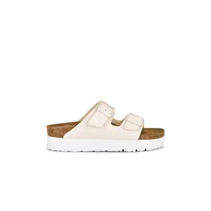BIRKENSTOCK Arizona Platform Faux Leather Sandal in Eggshell