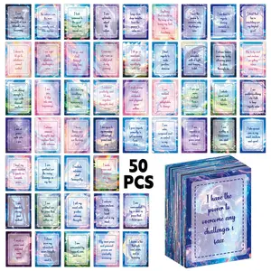 50 Positive Affirmation Cards Daily Reminder Pocket Flashcards, Inspirational Quotes, Small Colorful Motivational Sayings, Unisex