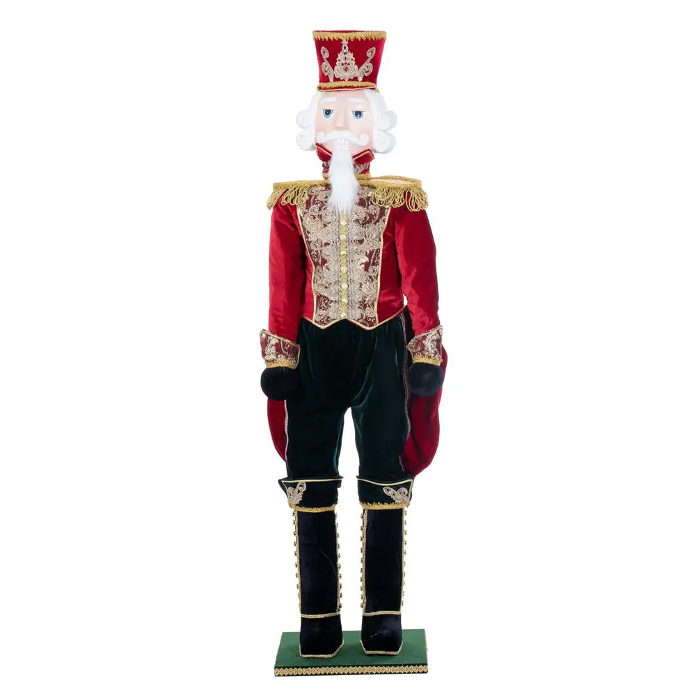 Vickerman 212 MAIN Deluxe Velvet Standing Nutcracker Figure, 6.5 ft, Red Festive Decor with Decorated Ornament, Indoor Home Decor, Party Decorations Ideas