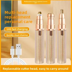 Electric  Eyebrow  Trimmer  Knife Eyebrow Pen Eyebrow Shaver Eyebrow Razor Women's Hair Removal Shaver Nose Hair Trimmer Black Three-In-On