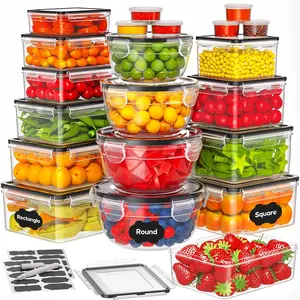 52Pcs Food Storage Containers Set(26 Containers +Lids)Airtight Plastic Meal Prep Kit for Fridge Organizer Containers,Includes Labels /Marker Utensils