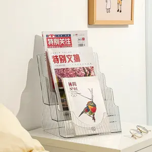 Headboard bookshelf children's acrylic transparent magazine cabinet Baobao mini multi-level storage box tabletop picture book storage box