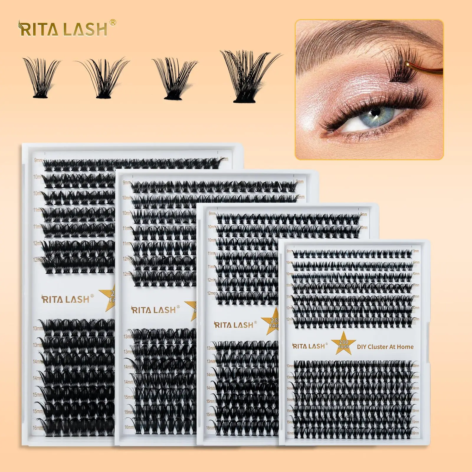 Summer Mixed Size Individual False Eyelashes Cluster, Lash Extensions Kit, Natural Curling Cluster False Eyelashes for Lashes Extensions