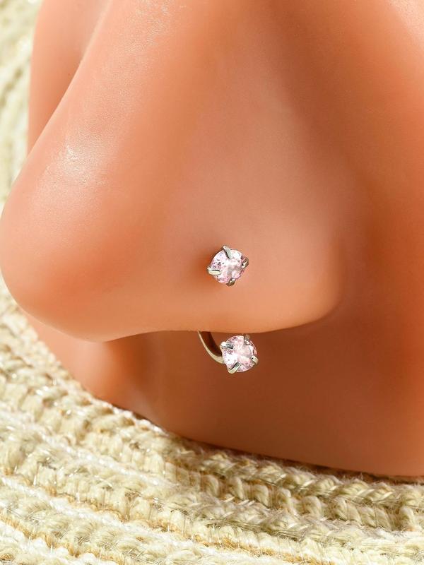 Stainless Steel Horseshoe Nose Ring, Cubic Zirconia U-Push Septum, 18g Cartilage Earring, Unisex Piercing Jewelry, Body Piercing Jewelry, Durable Hypoallergenic