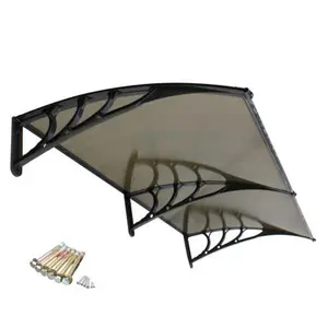 ZENSTYLE 40" x 80" Window Awning Door Canopy Polycarbonate Cover Outdoor Front Door Brown