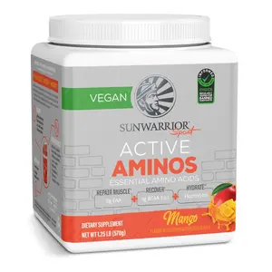 Sunwarrior Active Aminos Essential Amino Acids Protein Powder Vegan Post Workout Energy Powder Shake, Mango 30 Servings