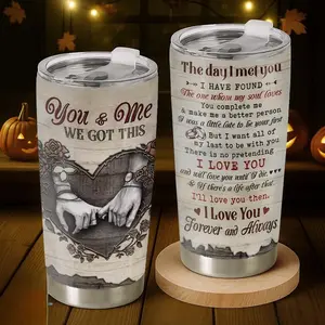 Rustic Wood Style 20oz Tumbler Anniversary Gifts for Couples Husband Wife I Love You Romantic Soulmate Present Ideas Travel Coffee Cup Wedding Anniversary Gifts