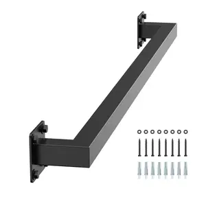 Summervibes VEVOR Wall Mounted Stair Handrail, 3ft Black Iron Staircase Handrail Indoor, 250lbs Load Capacity, Industrial Railing Hand Rail for Steps, Square Tube for Loft Porch Deck, 2 Sections