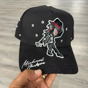 Hat M J Rey Del Pop Crystals Black