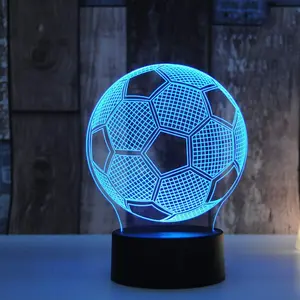 Bithday Gift Soccer Night Light 3D Illusion Lamp for Kids, RGB Changing with Remote Control and Touch Control Perfect Kids Room Decoration