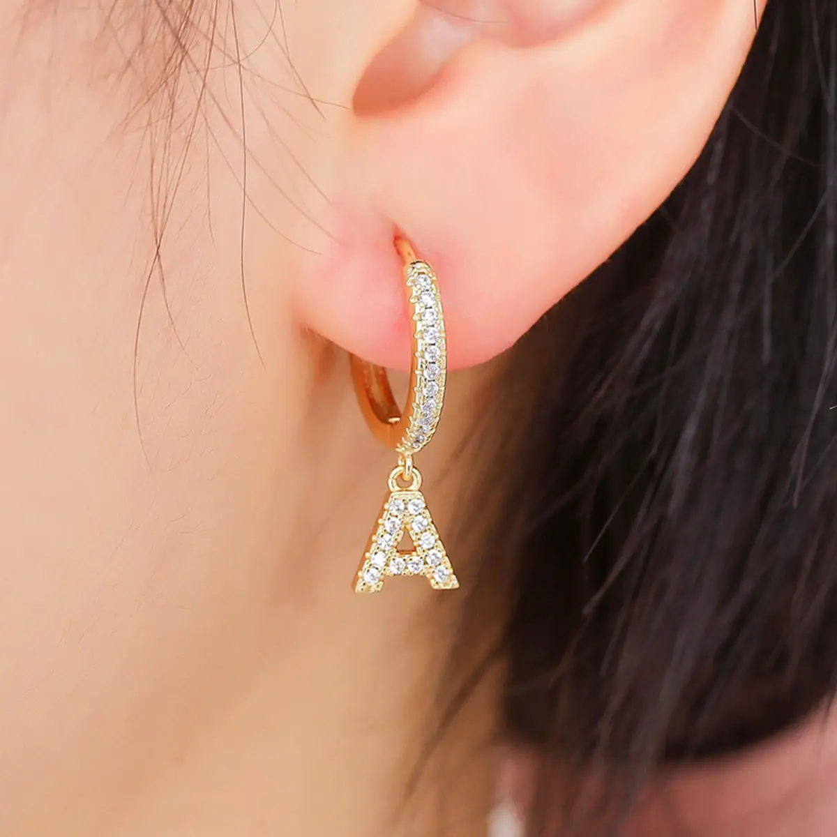 Initial earrings, women's exquisite inlaid letter earrings, hypoallergenic earrings, anniversary gifts for women