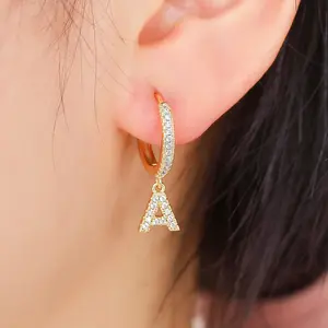Initial earrings, women's exquisite inlaid letter earrings, hypoallergenic earrings, anniversary gifts for women