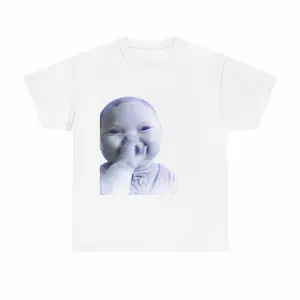 Tuff "Holding Back a Laugh" Tee, Viral AI Baby Laughing Meme T-Shirt, Funny Trend Y2K Streetwear Niche Baby Graphic T-Shirt