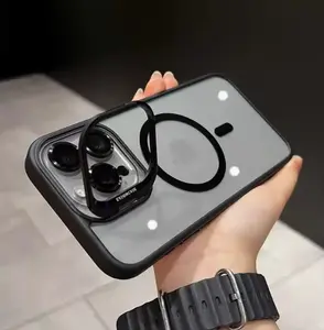 iPhone 16 Pro Max, 360° Rotating Magnetic O-Ring Holder Military Grade Drop-Proof Ultra-Thin Clear Case, 16promax, (16Pro, Black)