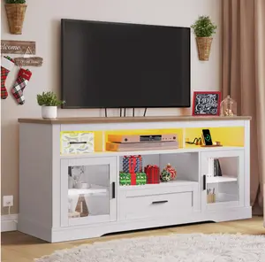 DWVO Modern LED TV Stand Cabinet w/ Power Outlets for 65 Inch TV Entertainment Center