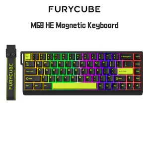 FURYCUBE M68 HE Magnetic Switch Mechanical Keyboard with 0.1ms Latency,65% Wired Compact Keyboard,8000 Hz Polling Rate,Hot-Swap,Strongly Waterproof and Dustproof,Gaming Keyboard