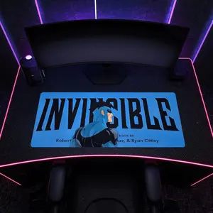 Invincible Superhero Flying Desk Mat - Invincible Superhero Comic Art Gaming Mousepad - Bold Aesthetic Desk Setup, Graphic Desk Mat, Gamer Gift