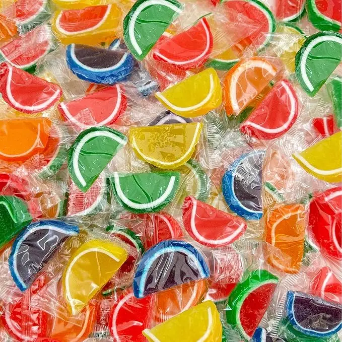 Assorted Fruit Jelly Slices Snack - 24oz (1.5 LB) Old-Fashioned Chewy Sweet Candies Mix, Lemon-Flavored Jelly Snack for Daily Treats