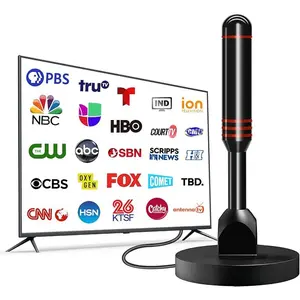 Digital TV Antenna Indoor for Smart TV HDTV Television, Strong Magnetic Base and 360° Reception, Support Free Local 4K 1080P Channels Easy Installation with 16FT Coax Cable - Red