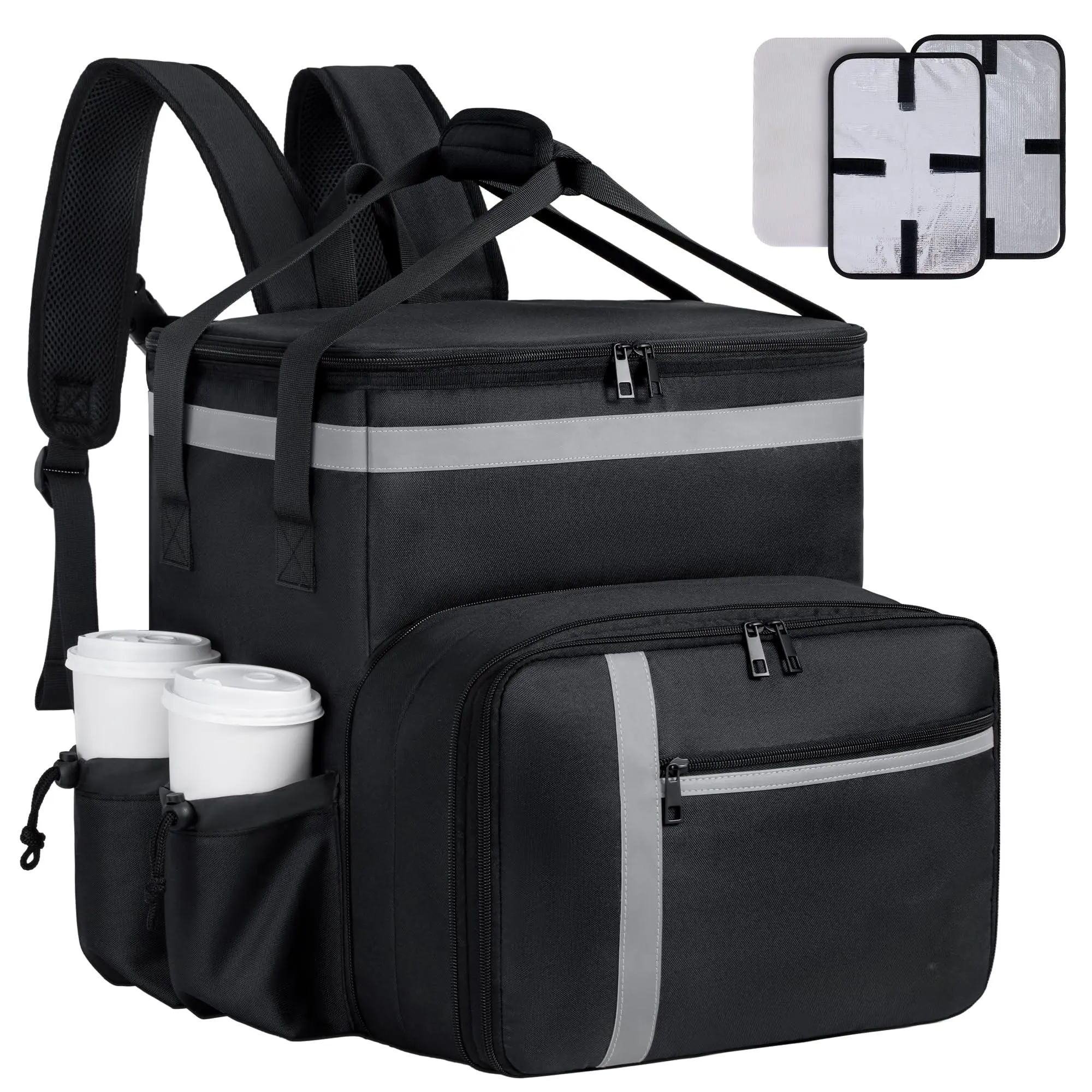 Food Delivery Backpack  Insulated Bags For Takeout Bike Large Pizza Bag Hot/cold With 4 Pockets Reflective Uber Eats Camping & Beach