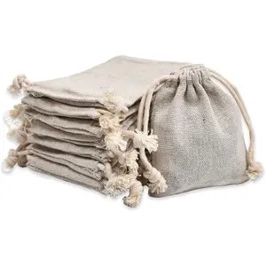 100 count Double Canvas Drawstring Bag  Pouch  Sachet Bags Muslin Bag   Bag