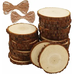 Slices 30 count 3.0-3.5 Inches Craft Unfinished  Kit Predrilled Wooden Rounds with Bark,  Circles with Hole,  Slices for Crafts Ideal for DIY Projects, Christmas Ornaments