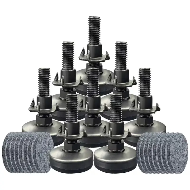 8-piece adjustable leveling foot furniture level, table foot heavy-duty leg level, suitable for cabinets, sofas, tables and chairs (supports 120 pounds, T-shaped nut kit 3/8-16 thread, large base, black)