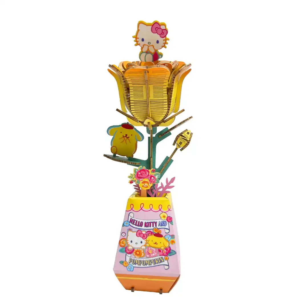 Hands Craft Wooden Puzzle: Hello Kitty and Friends DIY 3D Flower - Sunshine Rose