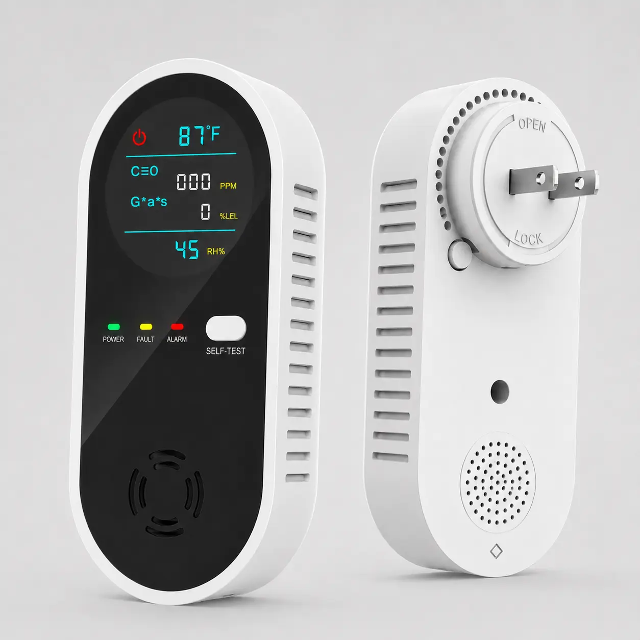 4-in-1 Portable Plug-in Room Monitor with PPM Air Level Display, Temperature & Humidity Reading, Sound Reminder, Easy Self-Test for Home, Kitchen, Bedroom & RV