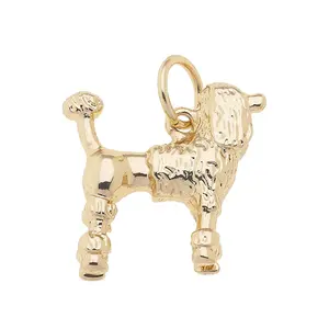 Standard Poodle Dog Charm in Shiny Gold