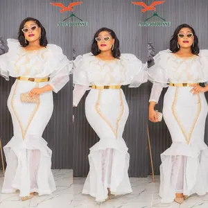 2026 Elegant Turkey White Dress, Women's Elegant Full-Length Dress with V-neck and Puff Sleeves, Available in Sizes, Luxurious and Comfortable Womenswear Summer Basic Casual Minimalist Shortsleeve Vneck Elegance Evening Piece