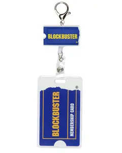 Blockbuster Torn Ticket Rubber Badge Reel and ID Holder Retractable Lanyard with Lobster Claw Clasp