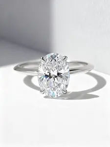 1 PC Charming Classic 8 Carat Oval Zircon Ring, Solitaire Ring for Women Fashion Jewelry for Festival Party Wedding Engagement Promise Ring Ladies Anniversary Party Birthday Valentine's Day Gift for Girlfriend
