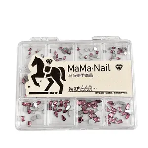 Dried Rose Flat-Back Irregular Rhinestones, 12-Grid Box (240 Pcs) Super Sparkle Crystal Nail Charms for DIY Nail Art