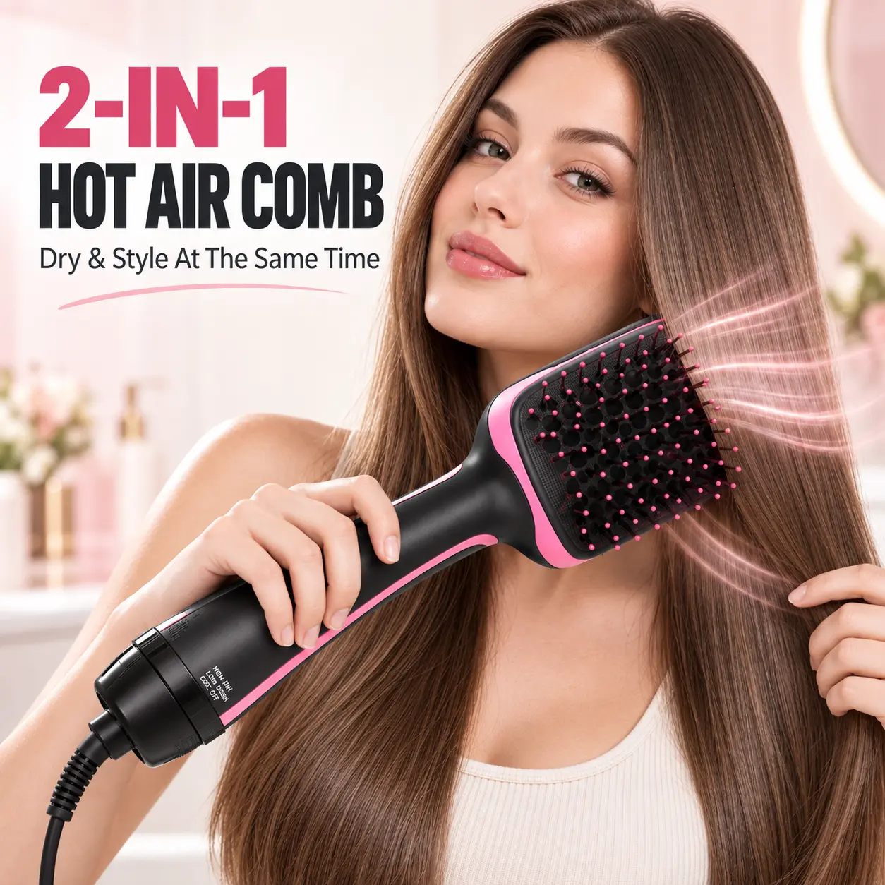 2 in 1 Comfort Comb Design Multifunctional Hair Dryer, Fast Drying Hair Styling Tool, Hairdressing Comb Hot Air Brush, Trending Products, Makeup Products, Back To School, Hair Straightener Comb
