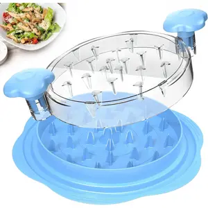 Chicken Shredder Large Chicken Breast Shredder Tool Twist with Brush&Fork, Visible Meat Shredder Machine, Anti-Slip Strip, Ergonomic Handle,, Suitable for Pork Beef Chicken(Sky Blue)