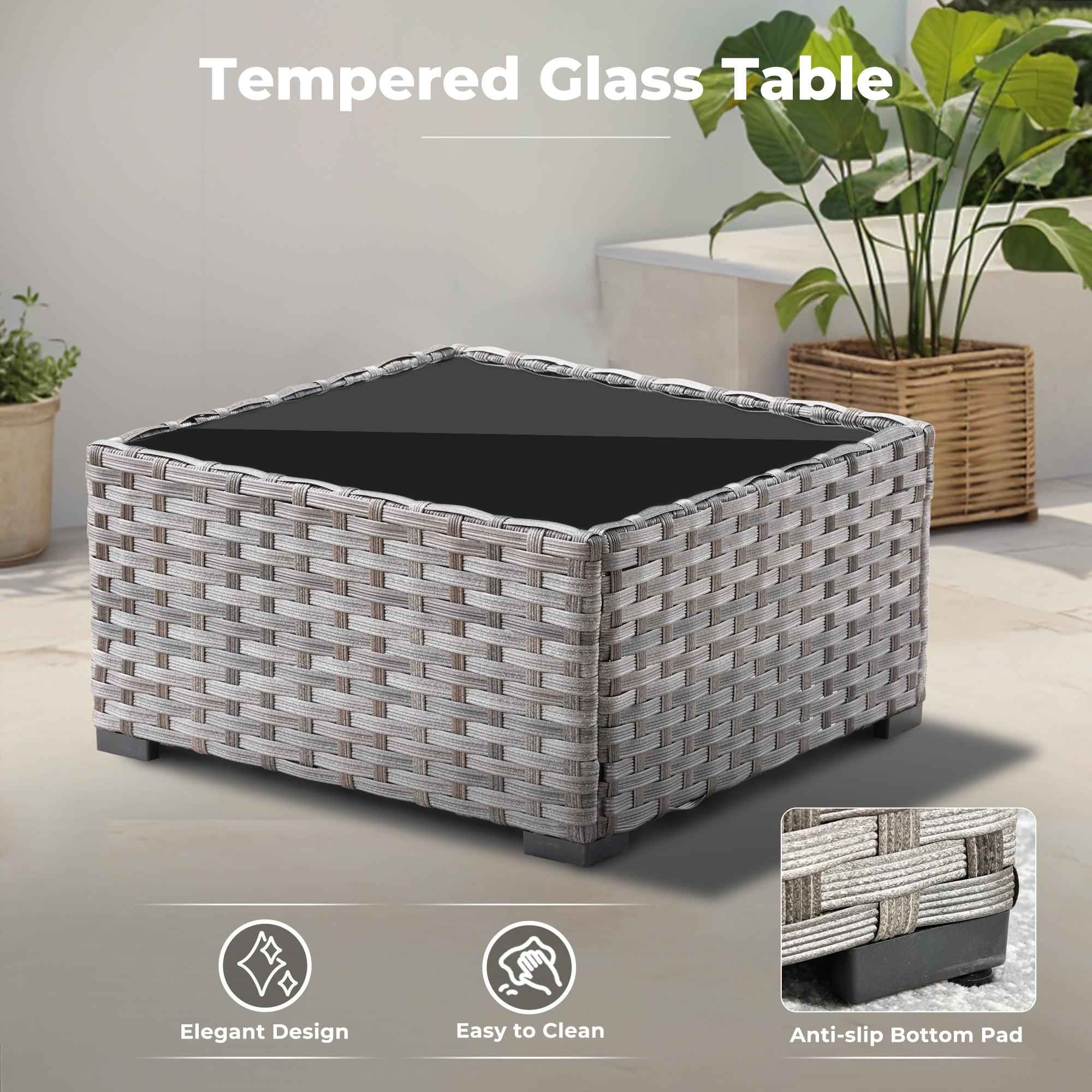 【2 Packages Shipping】Ovios 6-Piece Outdoor Patio Sectional Sofa Set with Deep Seat Cushions, Modern Modular Wicker Rattan Conversation Set for Backyard Patio Porch Deck Garden Balcony Outdoor Seating