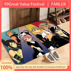 Action SOUL EATER Floor Mat This soft flannel mat provides a cozy Soft flannel mat with quick water absorption, non-slip and durable. Easy to clean, ideal for bathroom and entryway use.