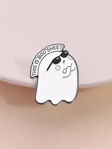 Funny Ghost Brooch Wearing Sunglasses This Is Boo Sheet Humorous Design Daily Fun Clothing Accessory, Quirky Jewelry for Casual Wear, Fashion Accessory
