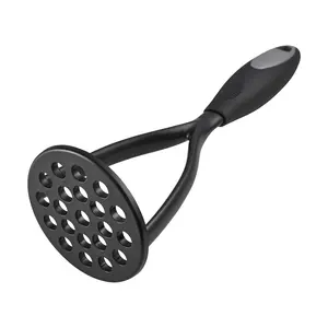 KSENDALO Multifunctional Kitchen Cooking Tool – Potato Masher, Avocado Masher, Bean Masher - Nonstick Degradable Nylon Blade with Comfortable Rubber Wrapped Handle, Degradable Nylon Blade, Black Fruit Plastic