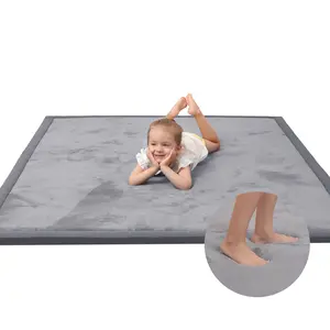 Huloo Sleep Ultra Soft Memory Foam Play Mat for Tummy Time, 1.3" Thick Non-Slip Crawling Mat, Non-Toxic Velvet Nursery Floor Mat