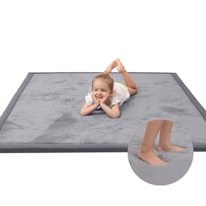 Huloo Sleep Baby Play Mat – 1.3" Thick Elasti-Foam, 50"×50", Non-Toxic, Water Repellent, Soft Coral Velvet. Furniture & Area Rug for Living Room/Bedroom. Non-Slip Backing, Safe for Crawling & Tummy Time