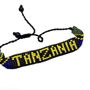 Tanzania Flag Bracelet - Beaded Design with Yellow and Blue Colors, Adjustable Length, Ideal for Daily Wear