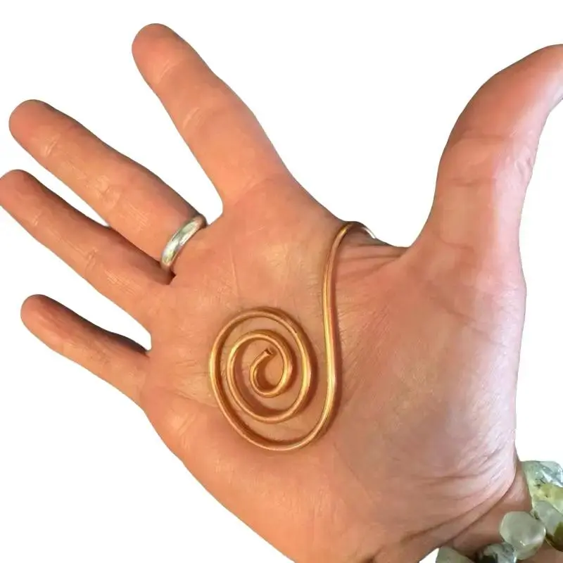 Reiki Palm Ring - Handmade Solid Copper Design for Hand Chakra Healing Energy - Unisex Crystal Amplified Reiki Ring with Free Crystal Included