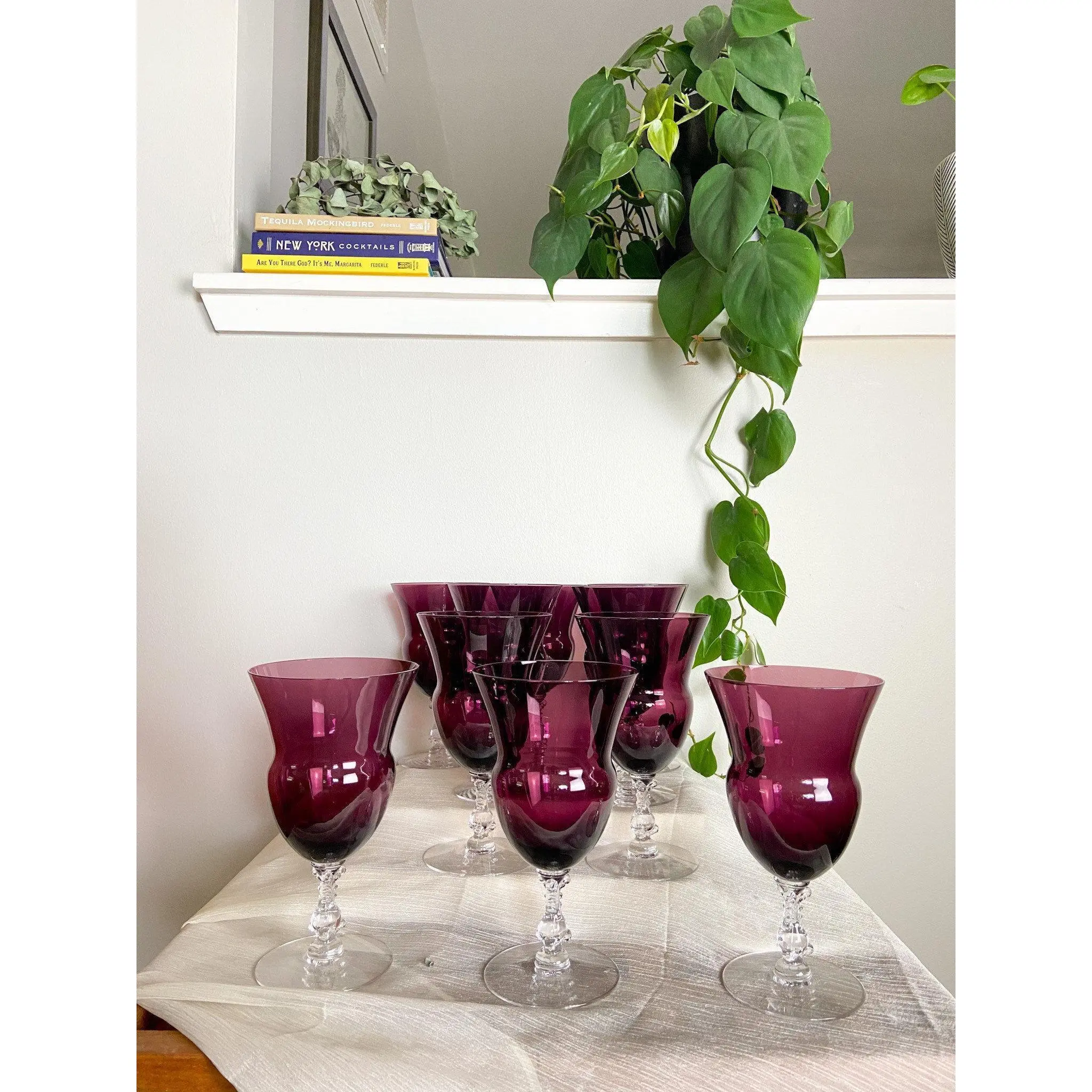 vintage art deco wine glasses 1920s amethyst Cambridge goblets