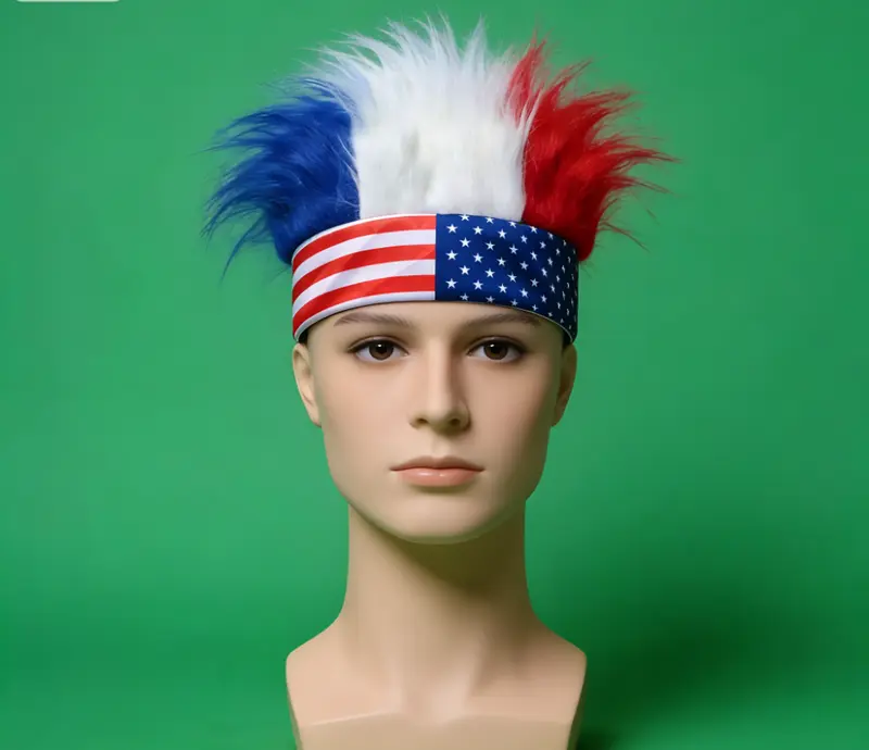 Red White and Blue Hair Wig - World Cup Support for Men Women - Perfect for Cosplay & Events-Christian Pulisic