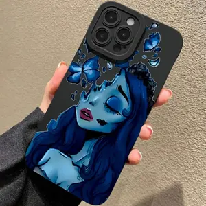Blue Girl Pattern Phone Case, Decorative Phone Protector Cover, Phone Accessories Compatible with iPhone 11 12 13 14 15 16 Pro MaxT132